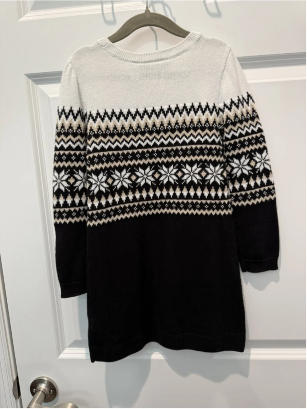 The Children's Place Girls Fair Isle Pullover Sweater Black White Beige 5T